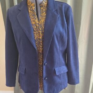 Isaac Mizrahi Faux Suede Navy Blazer for Women